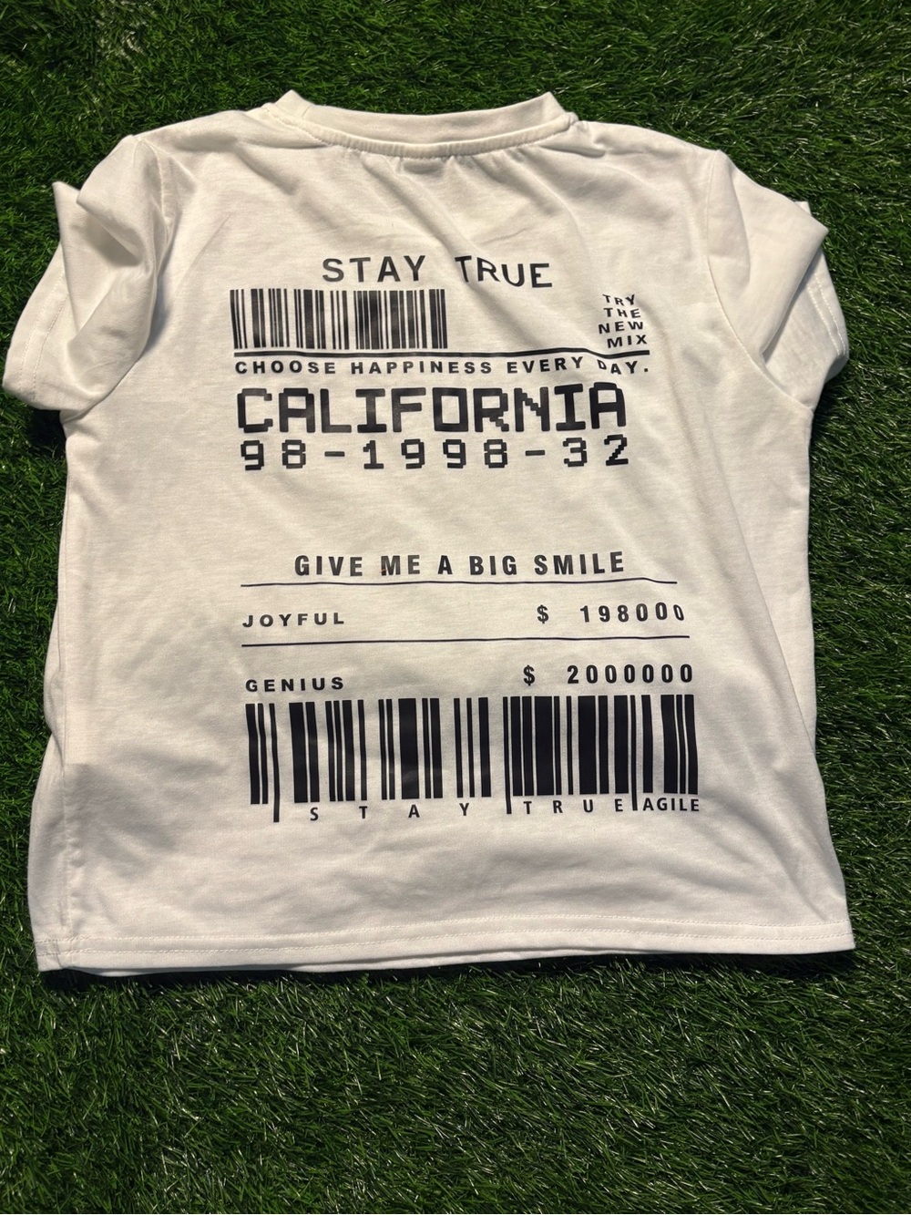 SHEIN White California Barcode Graphic Kids Tee